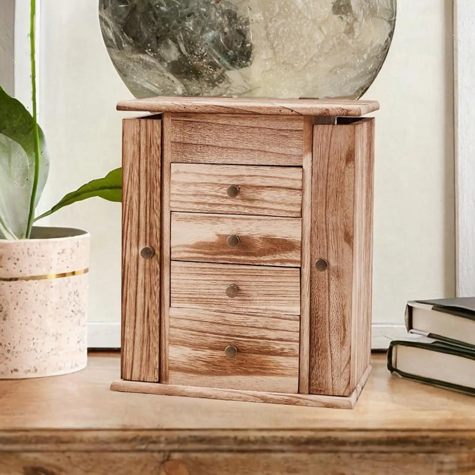 Large Wooden Jewelry Storage Case Multi-layer Organizer Box with Drawers Display Stand for Home Decor and Gift for Women