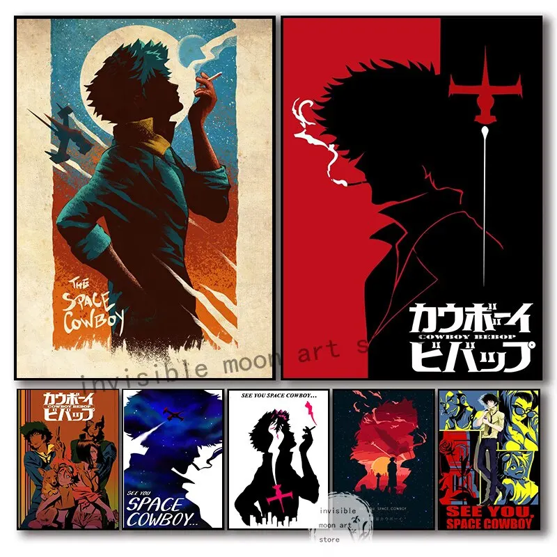 Pop Anime See You Space Cowboy Bebop fumar Cool Art Poster lienzo pintura Impresión de pared Manga imagen para sala de estar decoración del hogar