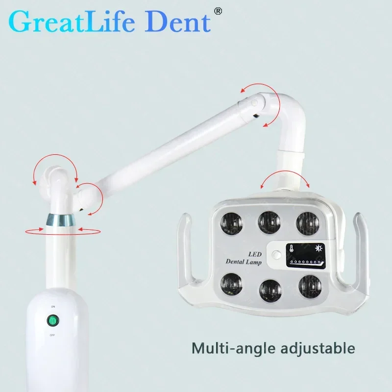 GreatLife Dental Floor-standing 6Leds Lamp Oral Light z czujnikiem dla kliniki stomatologicznej Cold Shadowless Operation Surgery Light