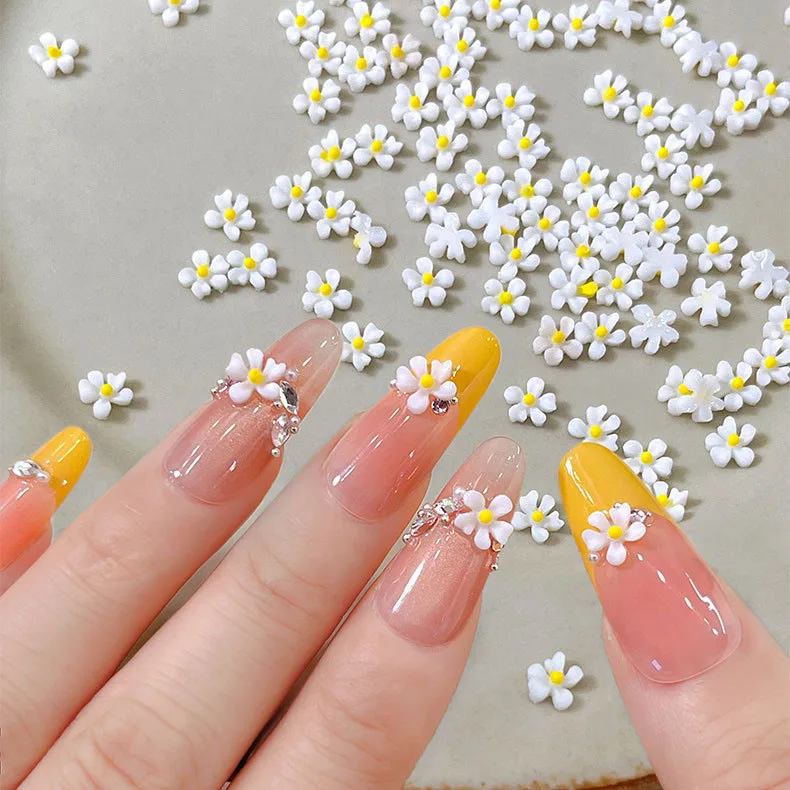 50Pcs 3D Mini Colorful Resin Flower Gems Flatback Nail Art Decorations DIY Jewelry, Hair Accessories & Nail Art Decorations