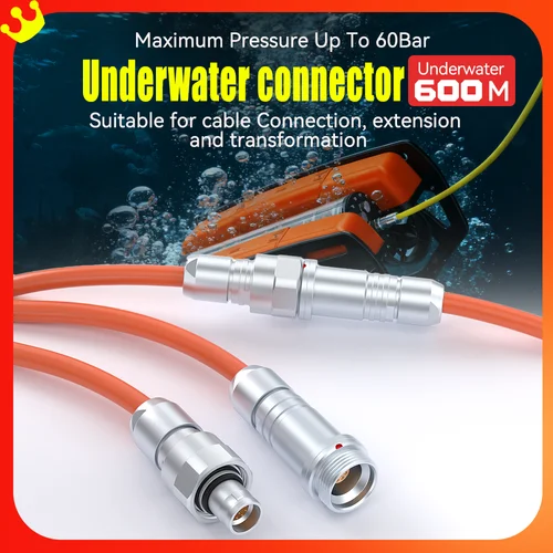 Conector de Robot submarino para aguas profundas, Cable de extensión de acoplamiento, contacto hermético IP68, FVG, PVG, 2-48 Pines, alta presión, 60bar, 600 metros