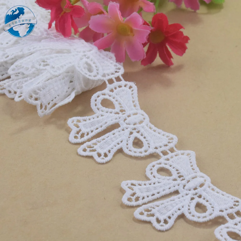 4cm White Polyester Lace Embroidery French Ribbon Fabric Guipure Diy Trims Warp Knitting Sewing Accessories Doll Dress#4360