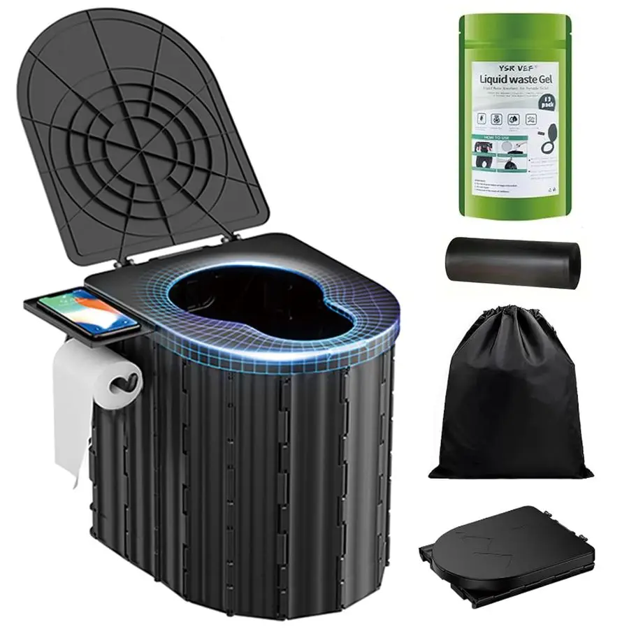 

Toilet with BioGel Waste Solidifier amp Odorless Disposal Bags, Camping Toilet Ergonomic Design for Outdoor Sanitation Kids to A