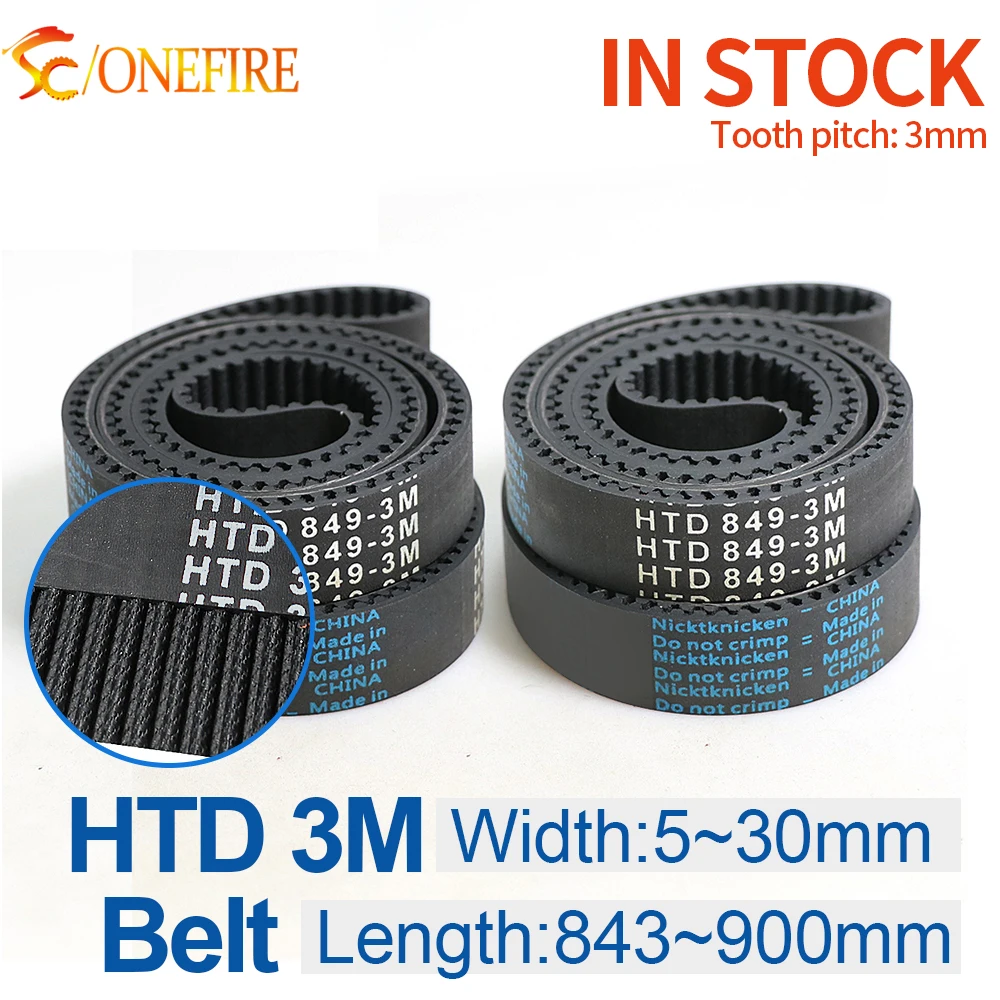 HTD3M Timing belt 843 849 852 858 861 870 882 885 900mm Width 5/6/9/10/12/15/20/25/30mm HTD3M Closed loop belt
