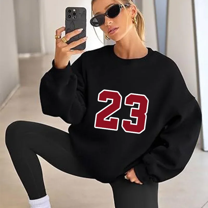 Womenโs Pullover Printing Outdoors Simplicity Sweatshirt Fashion Casual Daily High Quality Tracksuit Street Black White Clothing