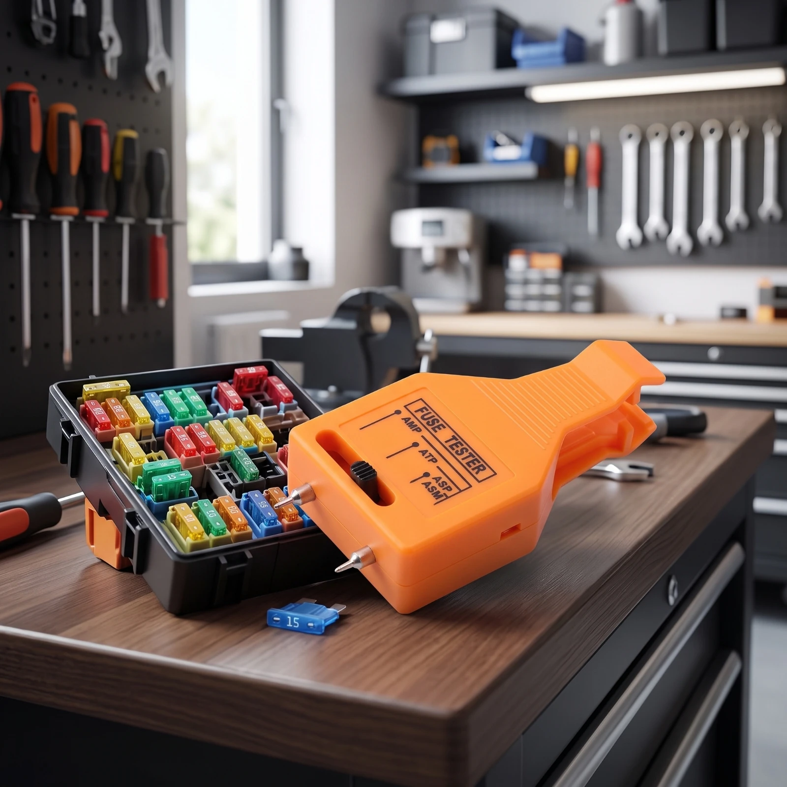 Automotive Fuse Puller with Tester Compact Blade Fuse Tester with Puller Lightweight Easy to Use for Car Owners, Garage