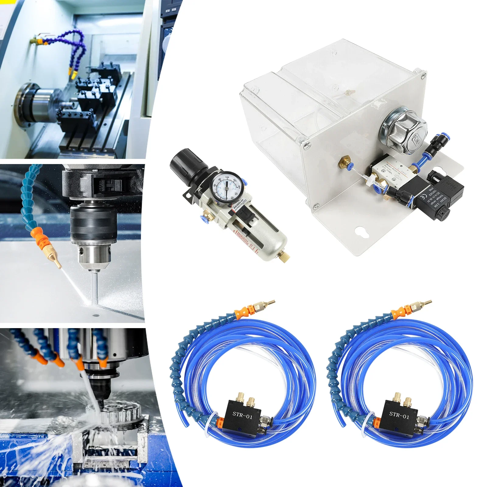 

2 Sprayer Lubrication Spray System, CNC Lathe Mist Sprayer System Set Multi-Purpose Coolant Cooling Spray Pump AC 110V