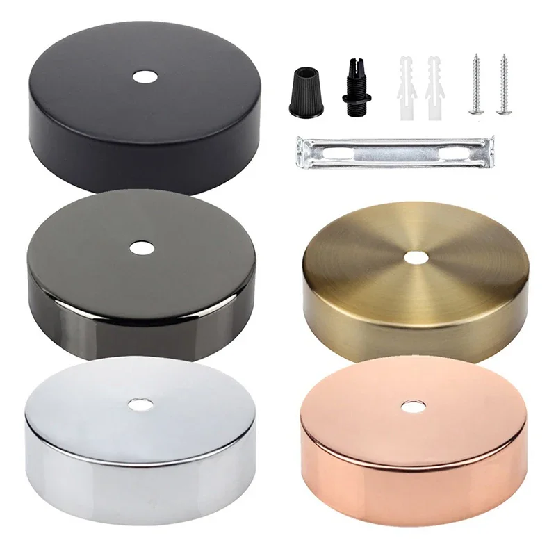

90-260V DIY Light Fittings Lamp Base Black Silver Bronze Ceiling Plate Wall Sconce Mount Vintage Pendant Lamp 100*20mm Disc Base
