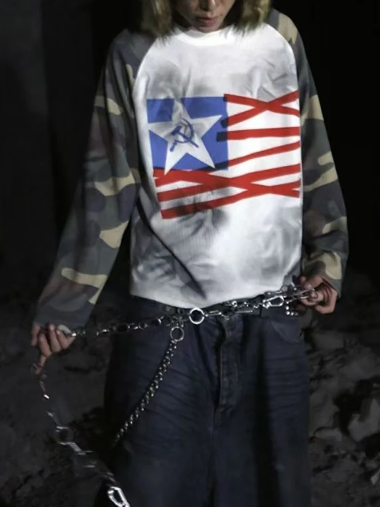 

Autumn Graphic T Shirt Y2K Clothing Men Women Harajuku Gothic Hip Hop Print Oversized TShirt Cotton Long Sleeve Tops Streetwear