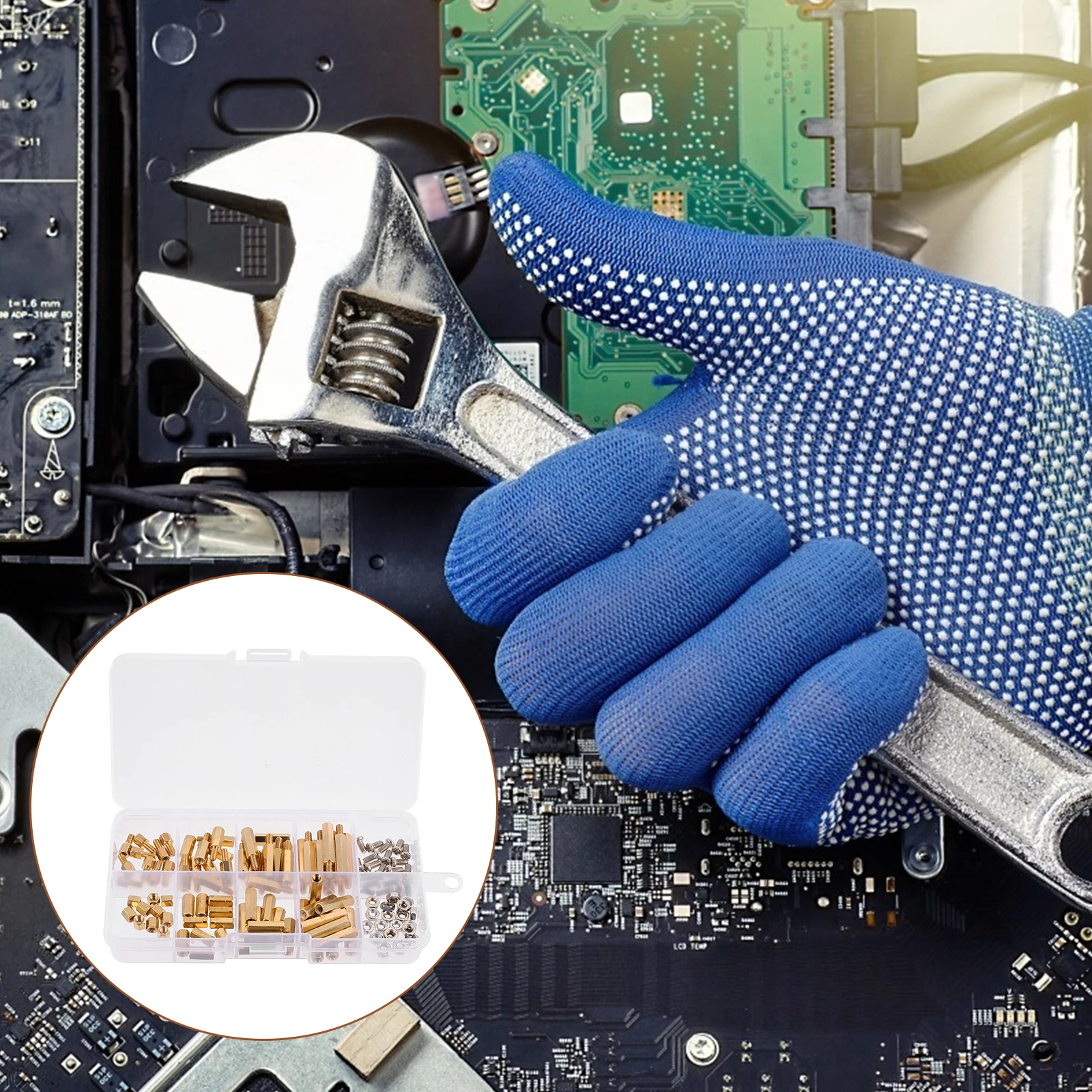 

120pcs Hexagonal Brass Pillar Isolation Studs Copper Column Screws Smooth Non-Slip Threaded Support For Diy Repair Golden