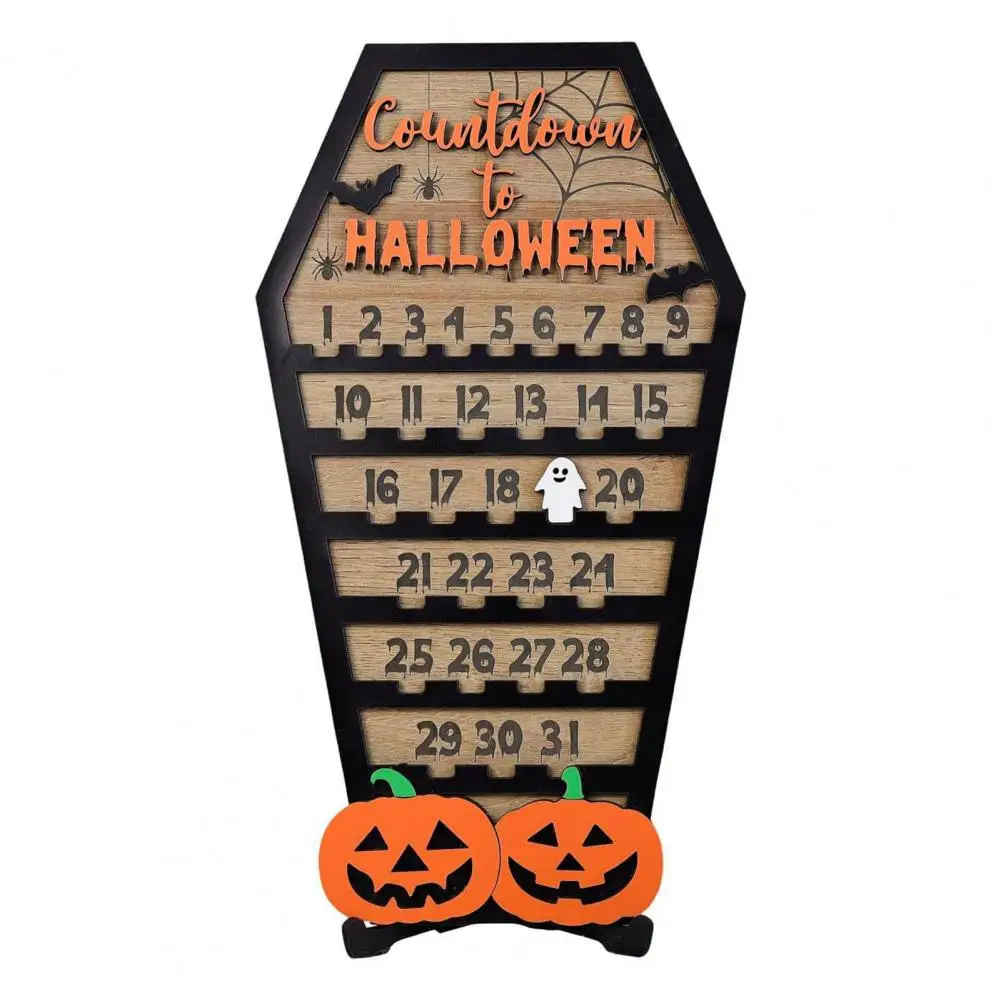 Spooky Touch Decor Spooky Halloween Countdown Calendar with Movable Ghost Token 31 Days of Fun Festive Home Decor Wood for Table