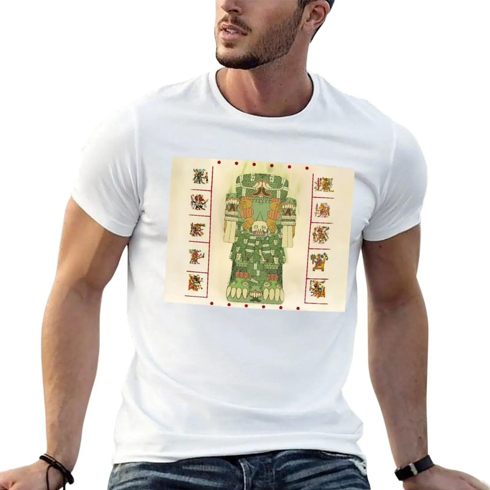 Camiseta Coatlicue-Azteca Madre de los Dioses AB, camisetas de diseño de anime para hombre, camiseta gráfica
