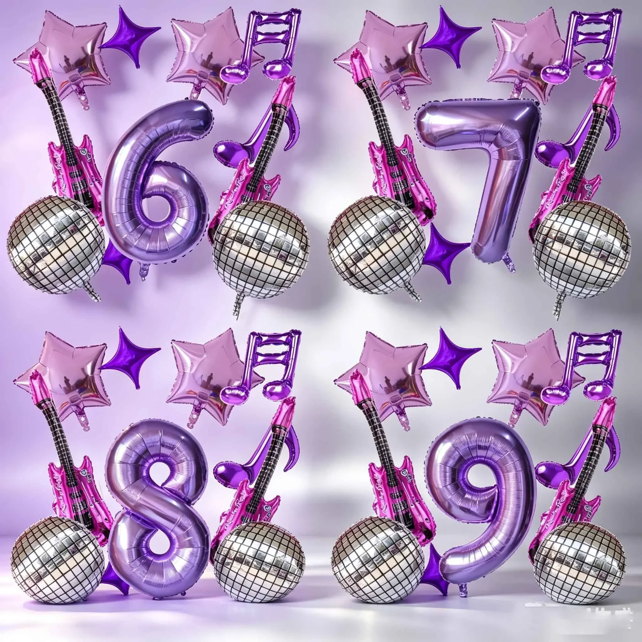 11-teiliges Musik-Disco-Ballon-Set, Pop-Sänger, 80er 90er Hip-Hop-Disco-Party, Geburtstagsfeier, Musik-Requisiten Dekorationszubehör