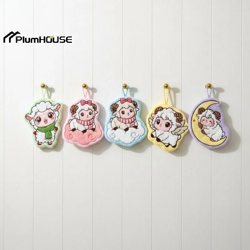 Sheep Shaped Hand Towel Handkerchief Kitchen Towels Super Absorbent Towel Hanging Cleaning Cloth Bathroom Kitchen Accessories