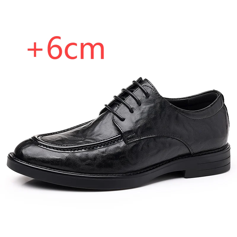 Elevator Shoes Men PU Leather Shoes Height Increasing 6cm Invisible Inner Height Shoes Hidden Heels Man Wedding Groom's Shoes