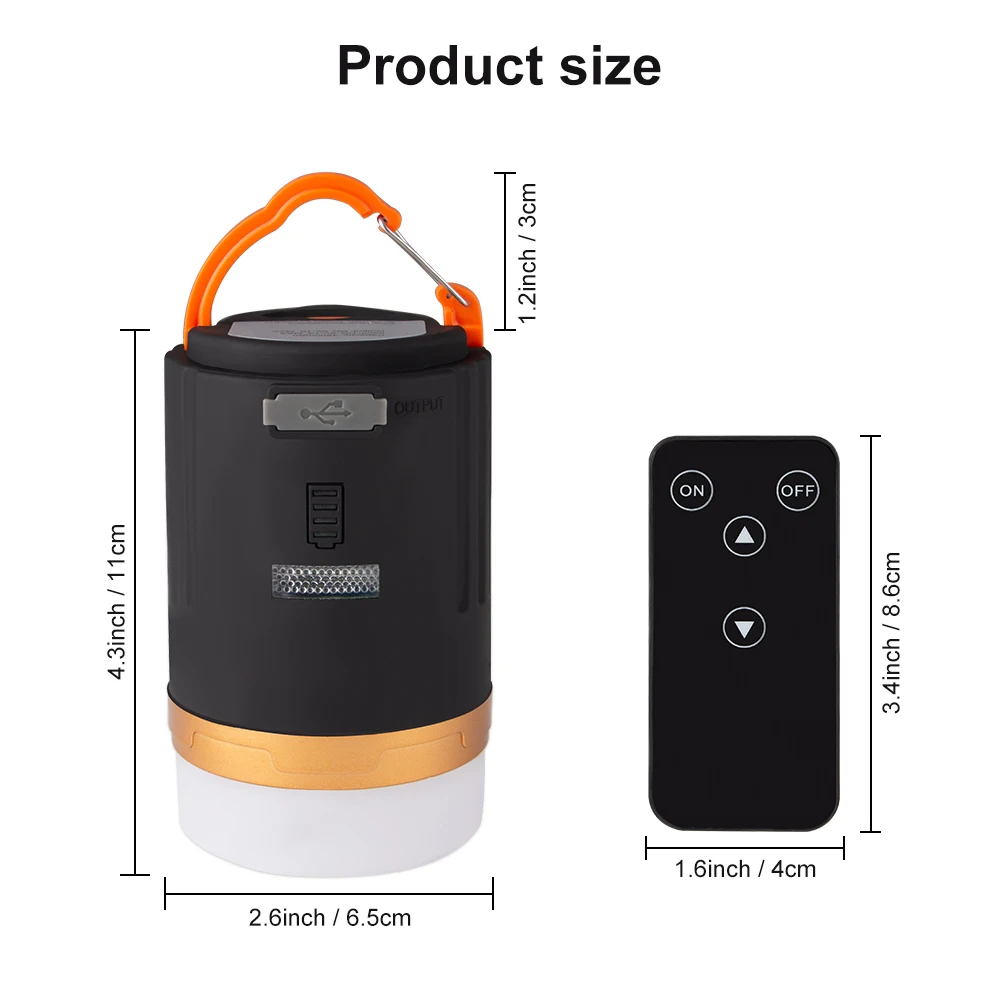 Camping Light IPX6 Waterproof Tent Lamp Portable Lantern LED Night Light Remote Control Working Light Built-in Recharge Battery