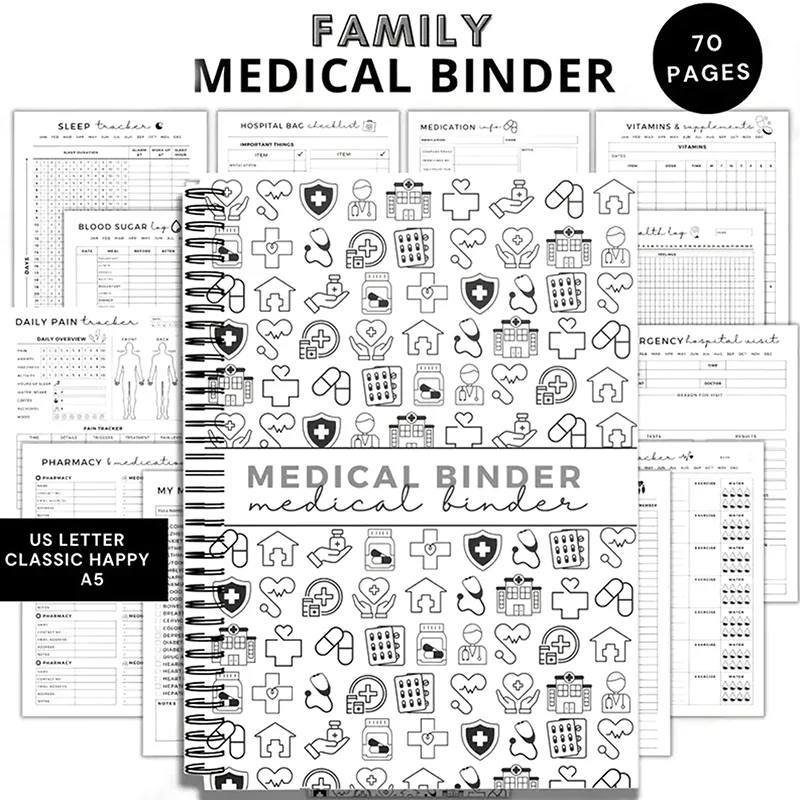 Family Medical Binder Planner Notebook Healthcare Organizer For Adults Medical Planner Bundle Health Binder Doctor Visit Notes
