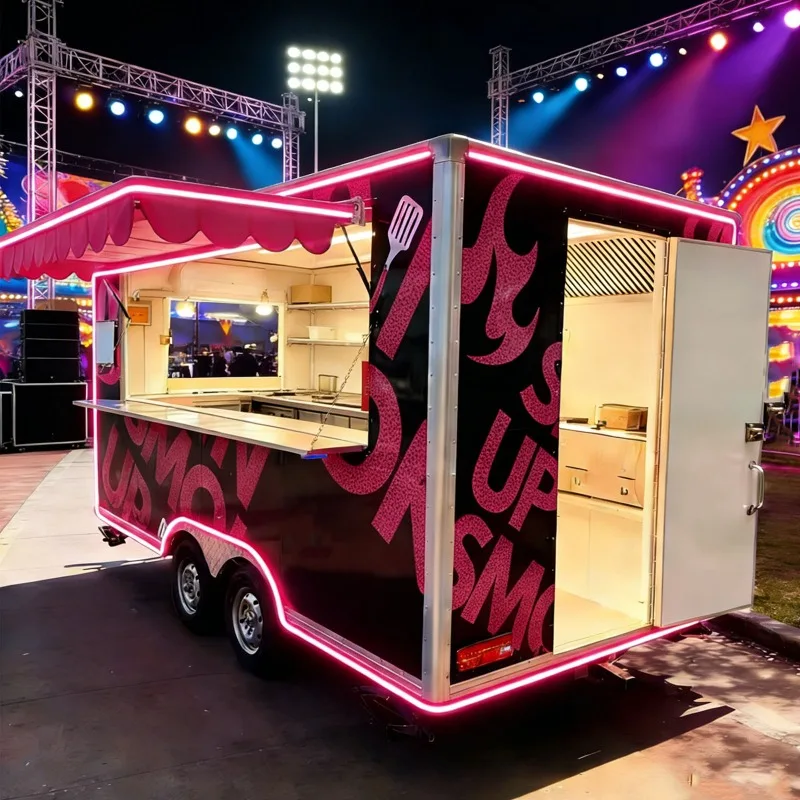 Food Trailer for Sale Commercial Mobile Kitchen BBQ Stand Sandwich Cart for Outdoor Catering Events