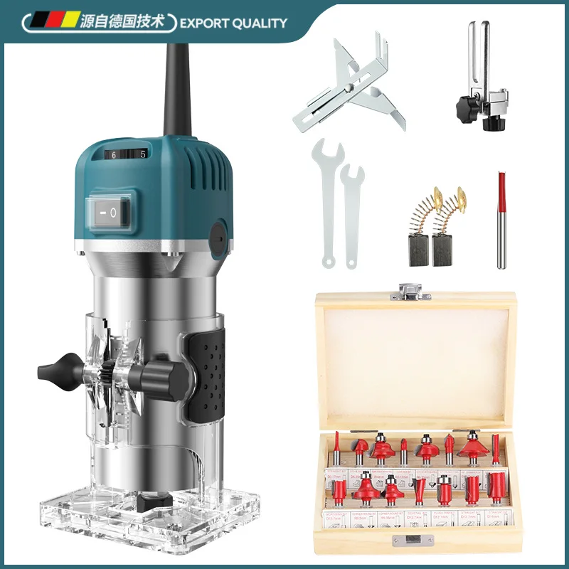 6-Speed Adjustable Wood Router Trimmer Woodworking Slotting Machine Electric Wood Carving Router Wood Milling Slot Cutter