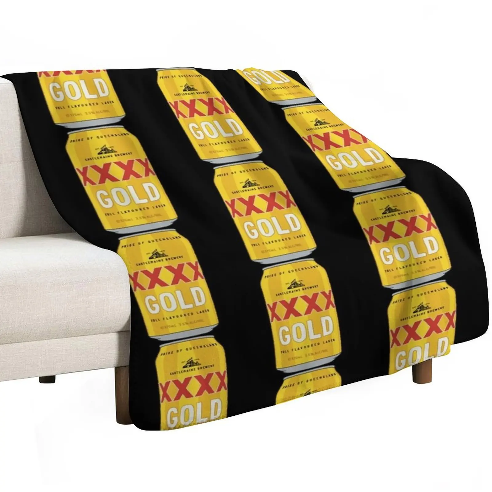 Hand-drawn XXXX Gold can Throw Blanket Cute Luxury Designer Summer Single Loose Blankets