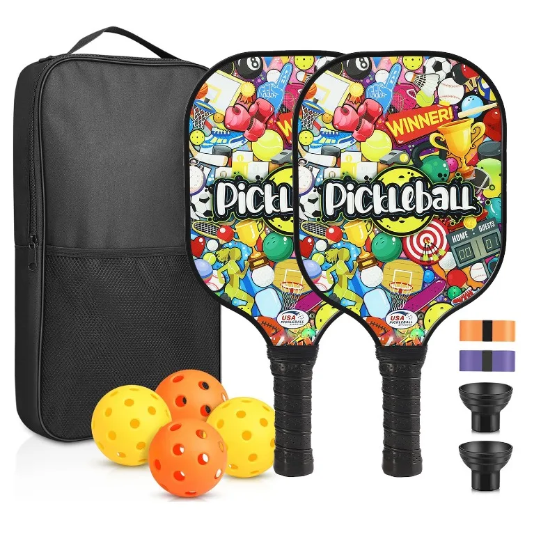 Pickleball المجاذيف مجموعة المضارب المحمولة غطاء المضرب حقيبة حمل 2 الكرة المنتقى USAPA المعتمدة العسل الأساسية 4 كرات 2 شريط لحام #2