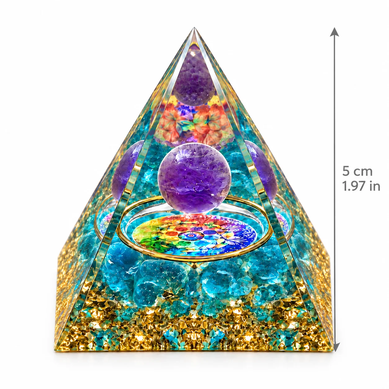 Orgonite Pyramid Natural Amethyst Sphere Malachite Chips Orgone Energy Generator Resin Meditation Home Decor Spiritual Gift