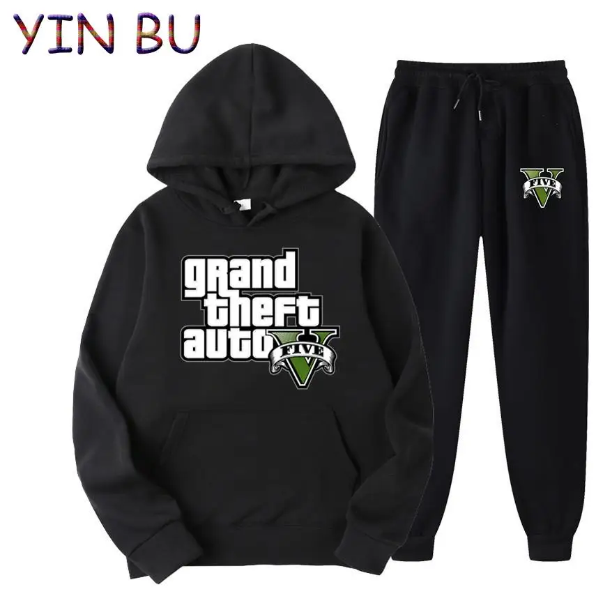 جراند سرقة السيارات لعبة GTA بدلة رياضية رجالية قناع السترة + Sweatpants بدلة رياضية عادية عداء ببطء رياضية 2 قطعة مجموعات الذكور