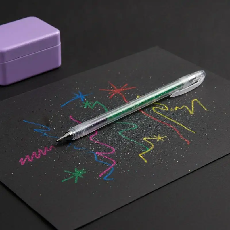 8/12/18 Colors Glitter Gel Pen, 1.2mm Metal Glitter Ballpoint Pen, Cute DIY Art Drawing Pens for Cardstock Diary Journal Craft