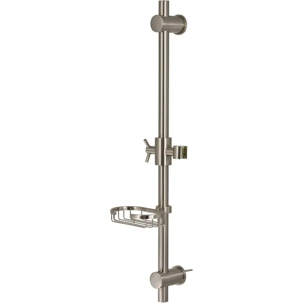 

Adjustable Slide Bar or Hand Shower with Wire Basket Soap Dish, Brushed Nickel