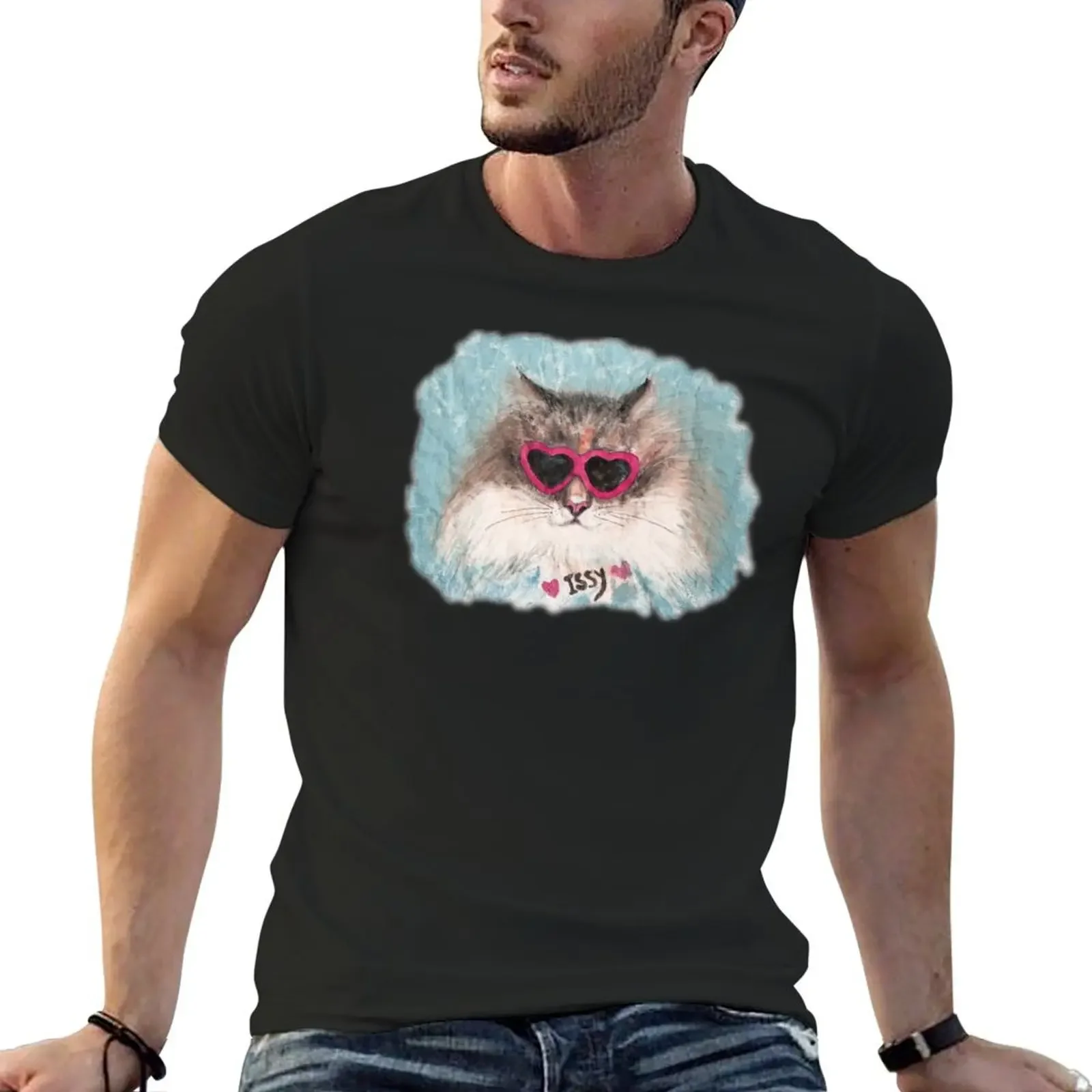 Issy the Cute Cat T-Shirt tops man clothes vintage t shirt men