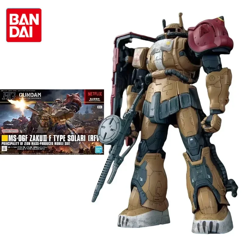 Bandai Original Gundam Model Kit Anime Figure HG 1/144 MS-06F ZAKU2F TYPE SOLARI(RFV) Action Figures Toys Gifts for Children