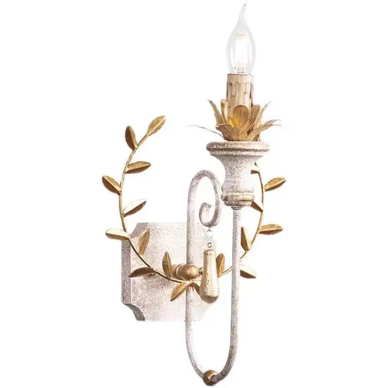 

Creative American country French pastoral retro old solid wood wall lamp living room dining hall bedroom installed lamps