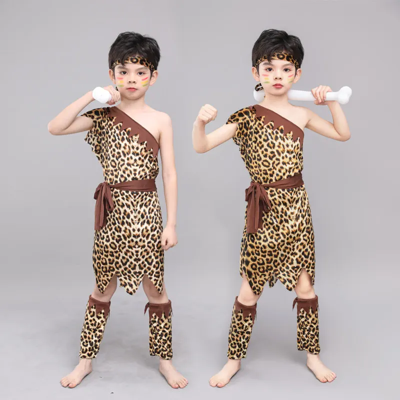 Disfraz de Cavernícola para Halloween, Unisex, para Adultos y Niños, Disfraces de la Selva