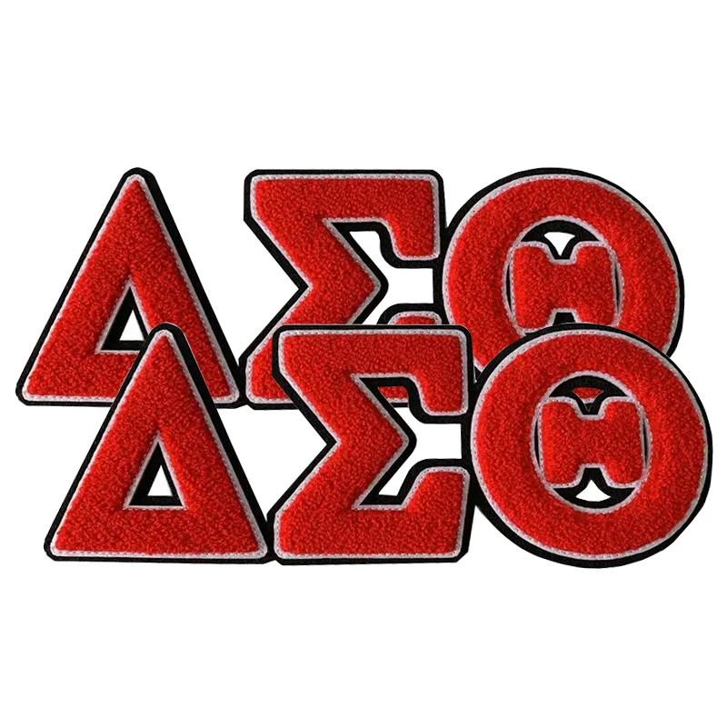 Delta 1913 Triangle Chenille Embroidered Iron Patch for Hoodies, Red and White, Sorority, Delta Sigma Theta, J13, Greek Letter