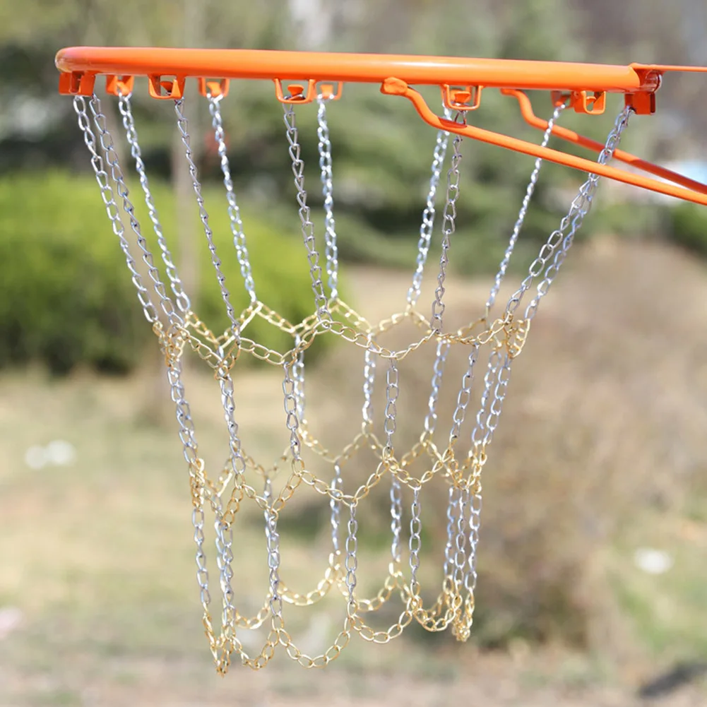 Basketball Net Beautiful Button Design Chain Netting Easy To Install Effective Firm Frame Galvanized Metal Rims