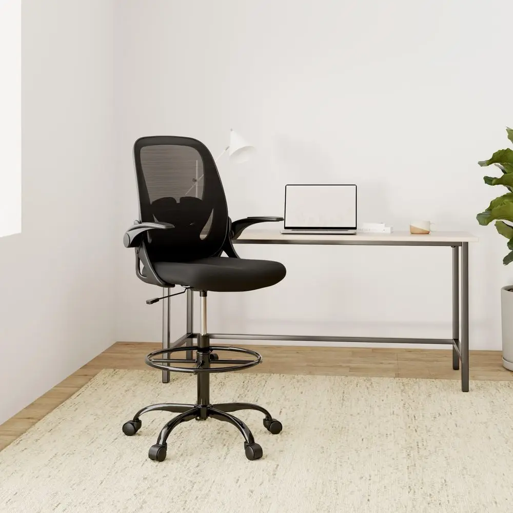 

Drafting Chair Tall Office Chair with Flipup Armrests Executive Ergonomic Computer Standing Desk Chair with Lumbar Support and