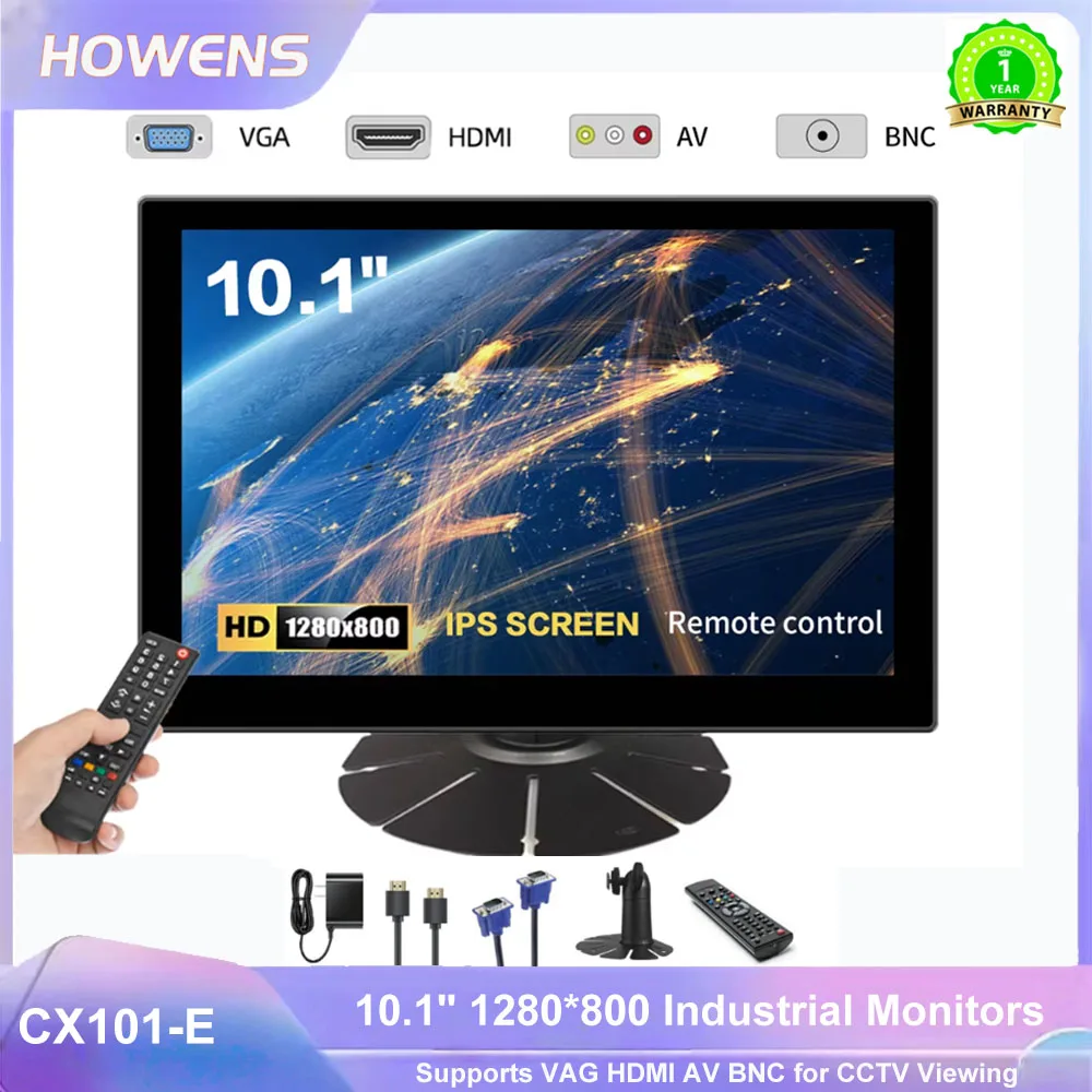 

HOWENS 10.1-inch Industrial Trader Monitor HD 1280X800 IPS Display Signal Supports 1920*1080 VAG HDMI AV BNC Sereen TV Viewing