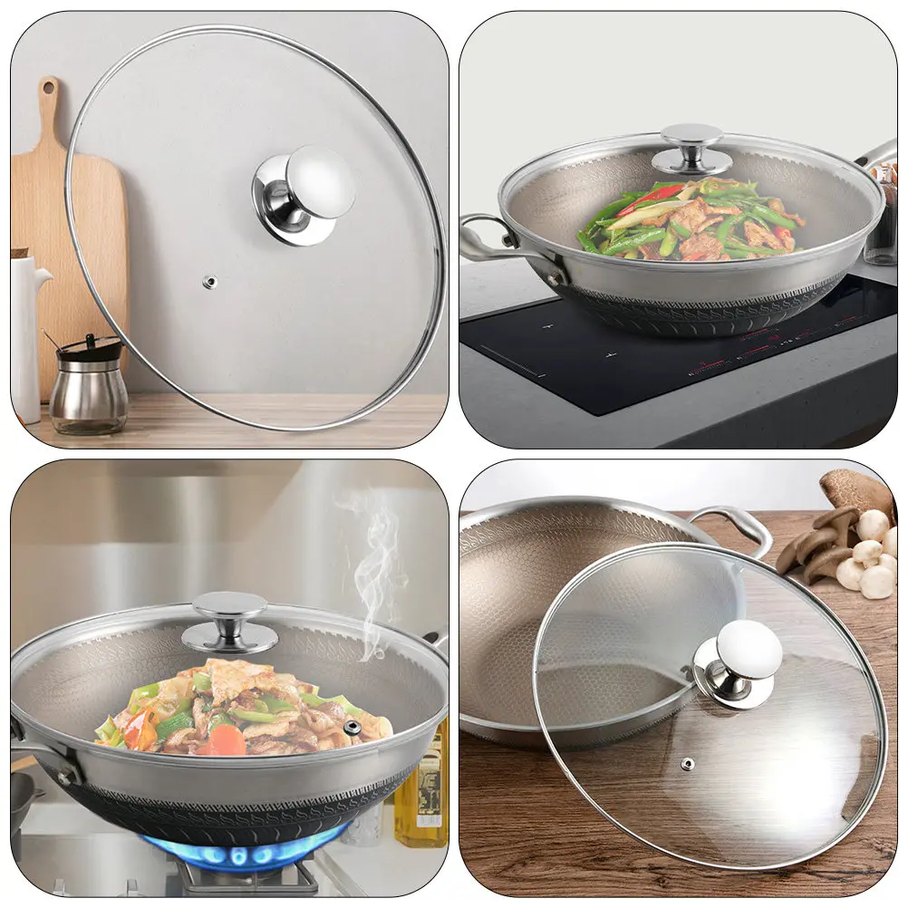 1Pcs Tempered Glass Pot Cover Heat-Resistant Multi-Functional Visible Cooking Lid Household Food Protective Pan Cover Kitchen
