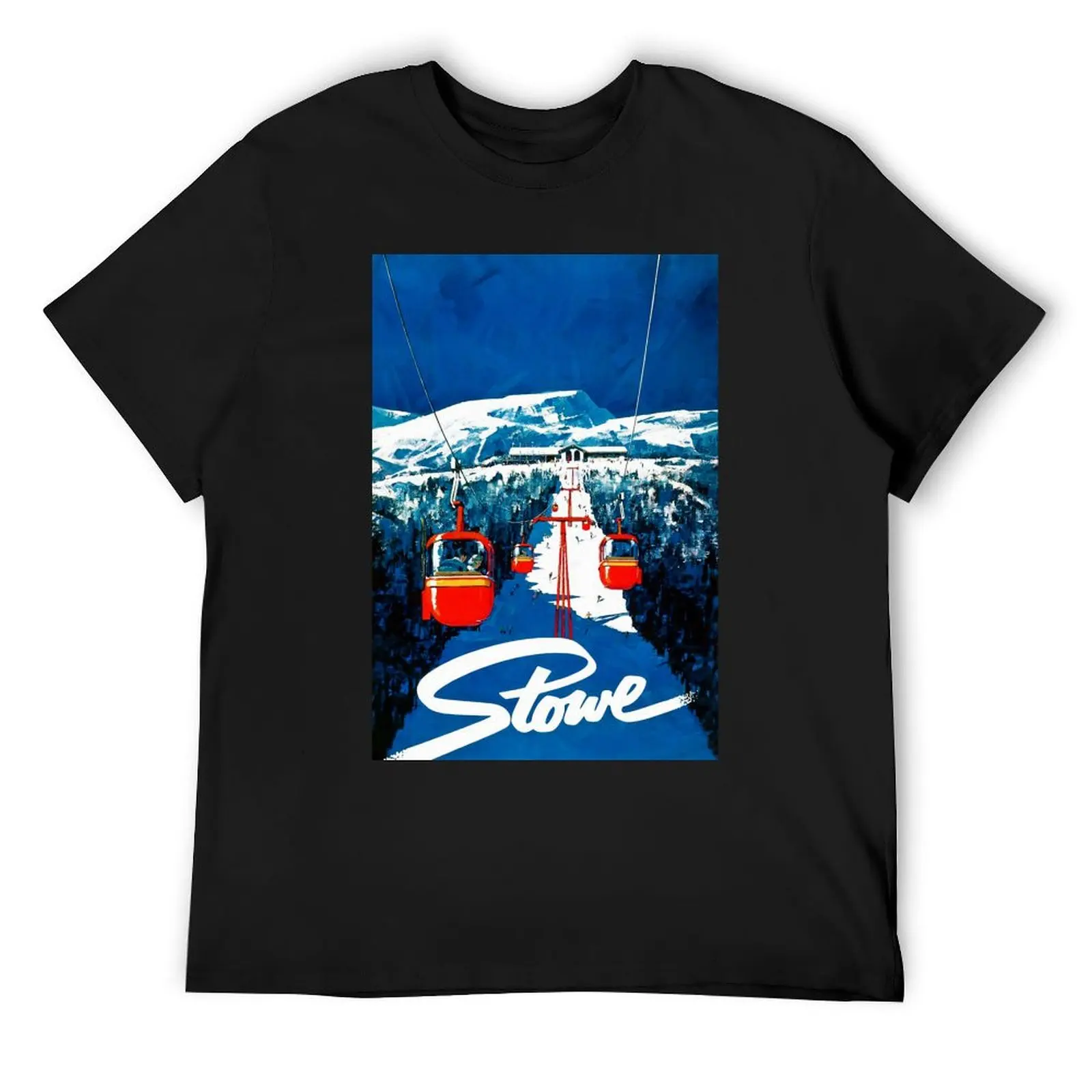 Vintage gondola winter travel ski poster T-Shirt man clothes customs design your own compression shirt men