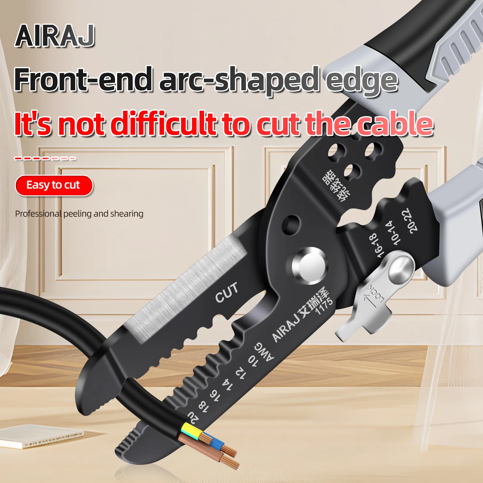 AIRAJ 7 inch Wire Stripper Decrustation Pliers Crimper Cable Stripper Cutter Multifunctional Wire Repair Tool Hardware Tools