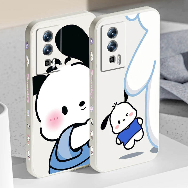 Pacha Dog Sanrio Cartoon Cute Liquid Left Rope For Xiaomi Redmi 13C 12 12C K60 A1 K50 11 K40 10C 10 9A 9AT 9T 9C 5G TPU