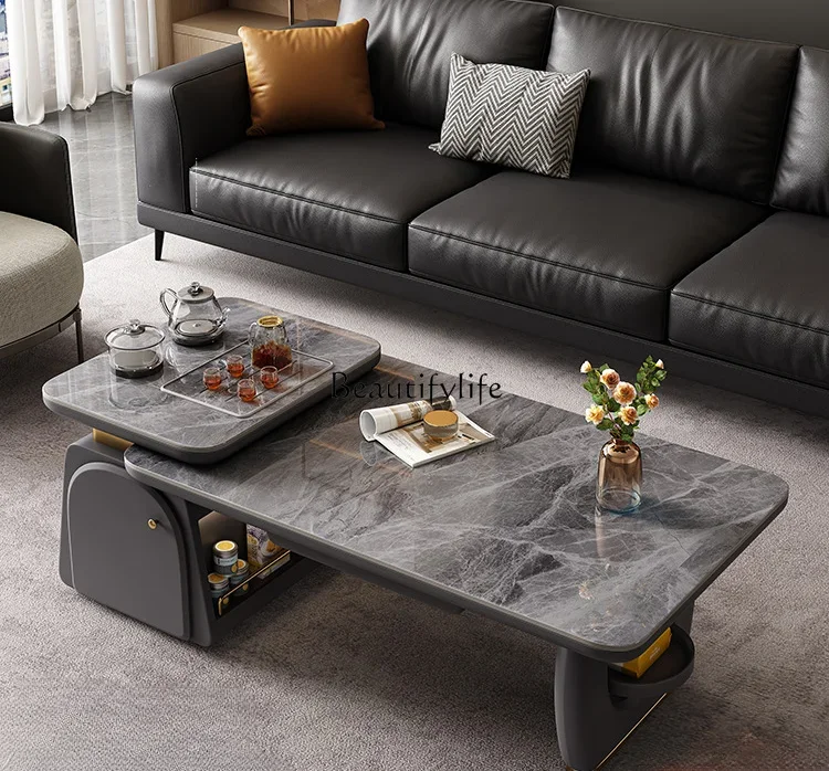 

lxMinimalist Coffee Table Light Luxury Modern Advanced Simple Modern Stone Plate Tea Making