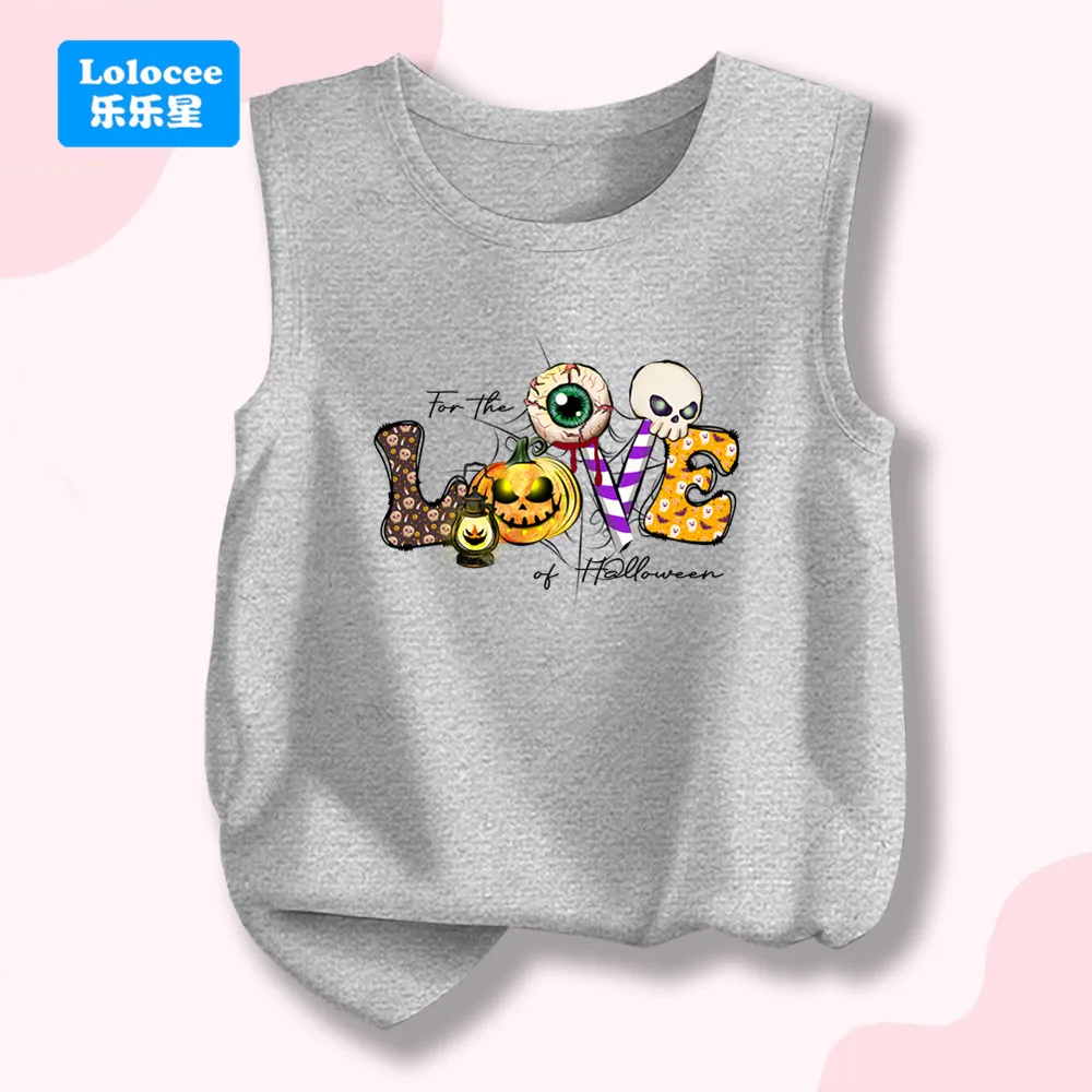 Boys' & Girls' Halloween Tank Top, Kawaii "LOVE" Letter with