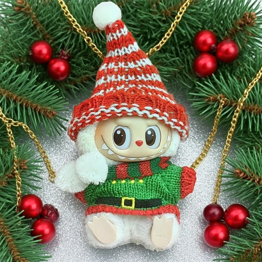 

17cm Labubu I II Idol Dolls Clothes Bell Shawl Outfit Christmas Cape Snowman Deer Korea Kpop Exo Clothing Plush Doll'S Clothes