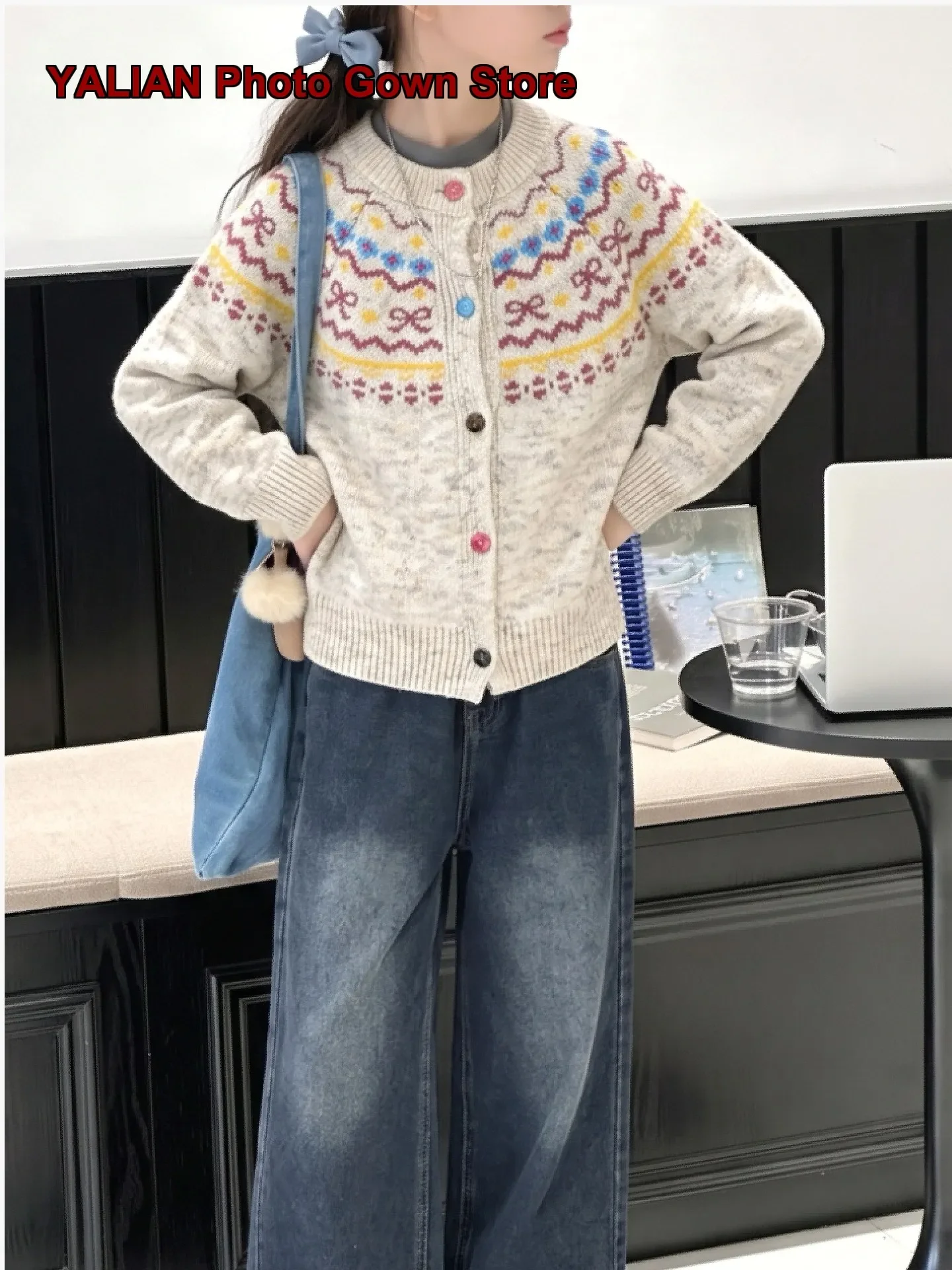 Girls Autumn Fashion Set Stylish Jacket with Knitted Top for Older Kids