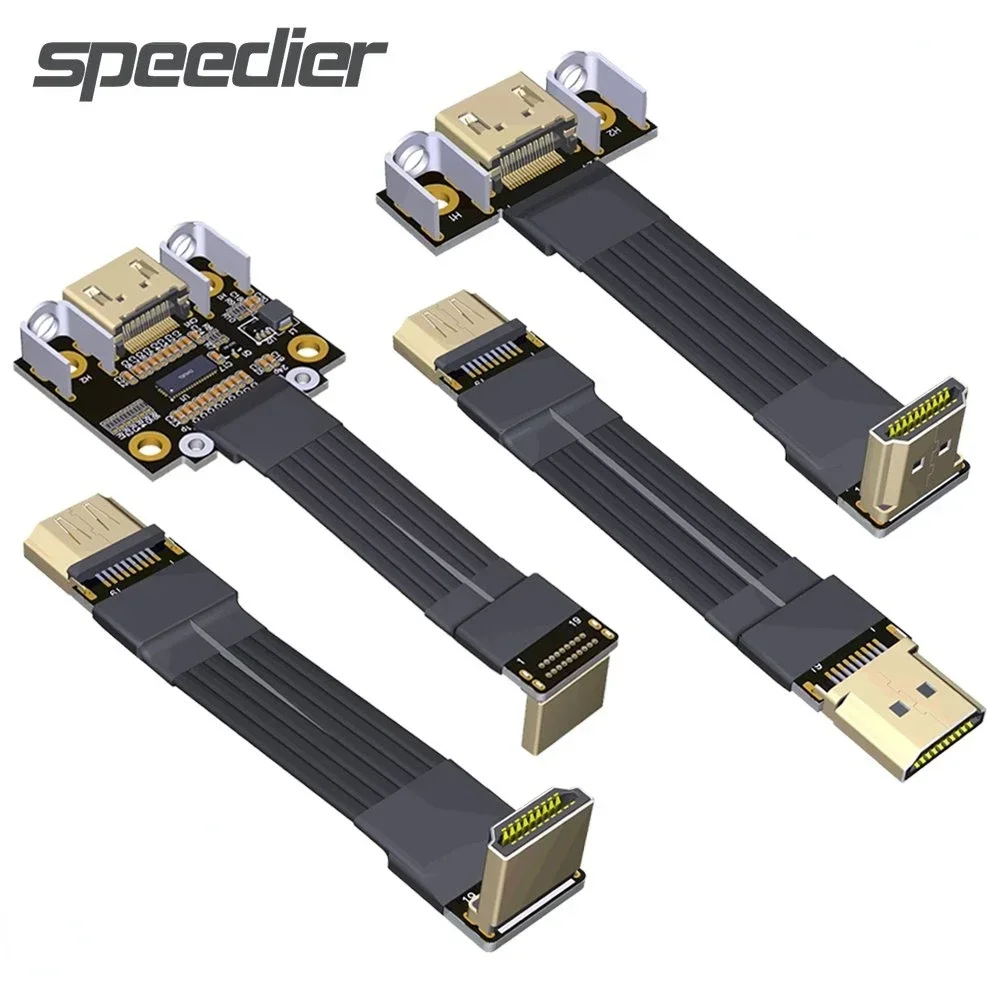 A-A Type HD 2.1/2.0 Male to Female Flat Ribbon Extension Cable 2K 4K/144Hz FPC FPV GPU HD V2.1 Audio&Video Extender w Screw Hole