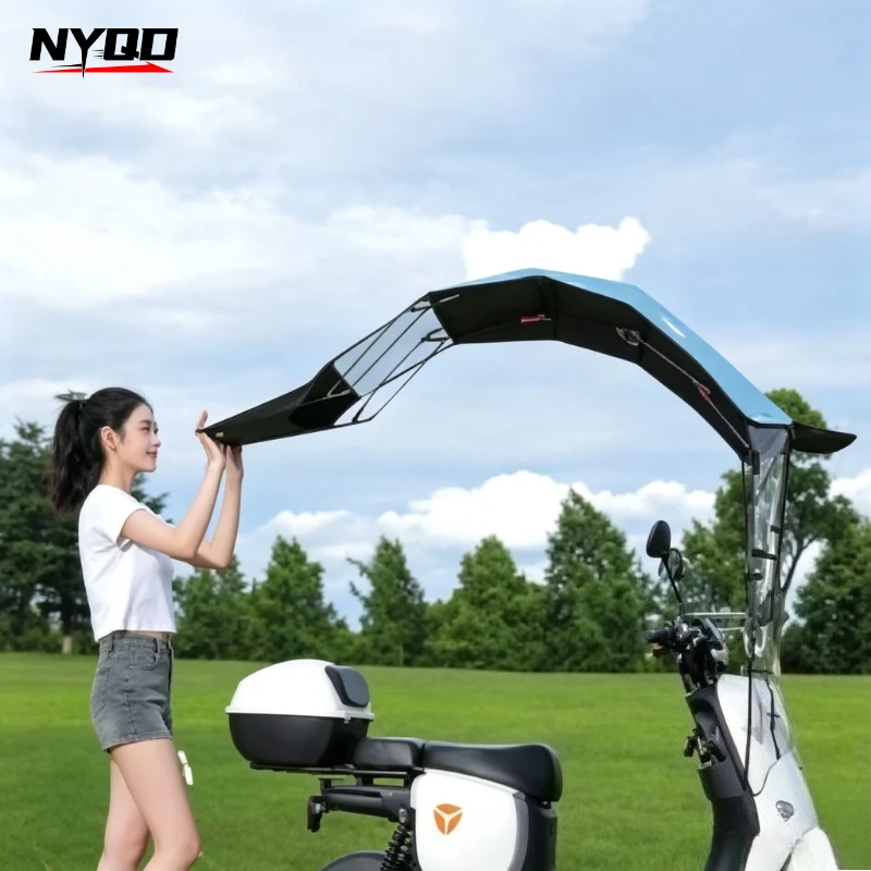 Universal Retractable Motorcycle Shelter Foldable Quick Disassembly Electric Scooter Rainproof Sunshade Canopy Weather Protect
