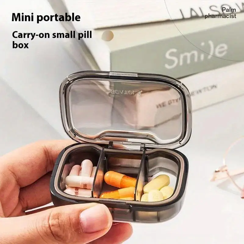 

Portable Mini Pill Case 3 Compartments Daily Medicine Organizer Transparent Storage Box