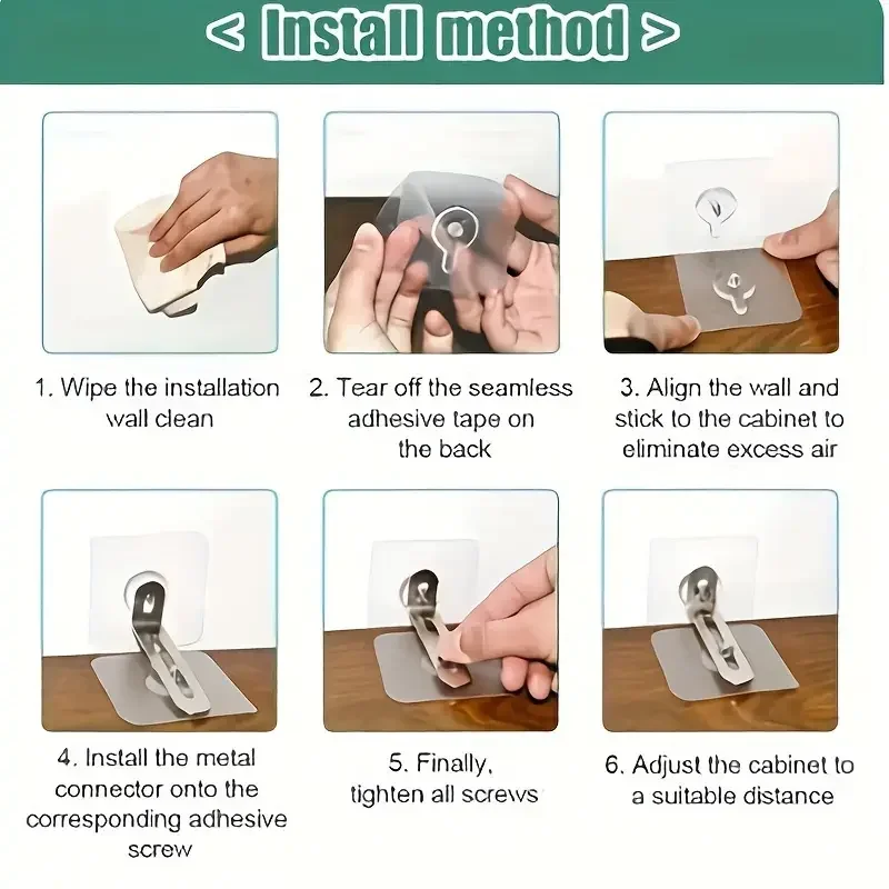 Kotwy meblowe Mocne, samoprzylepne, stałe, zapobiegające zrzucaniu urządzeń Bez przebijania, zapobiegające przewróceniu się, kotwy z klamrami do szafek