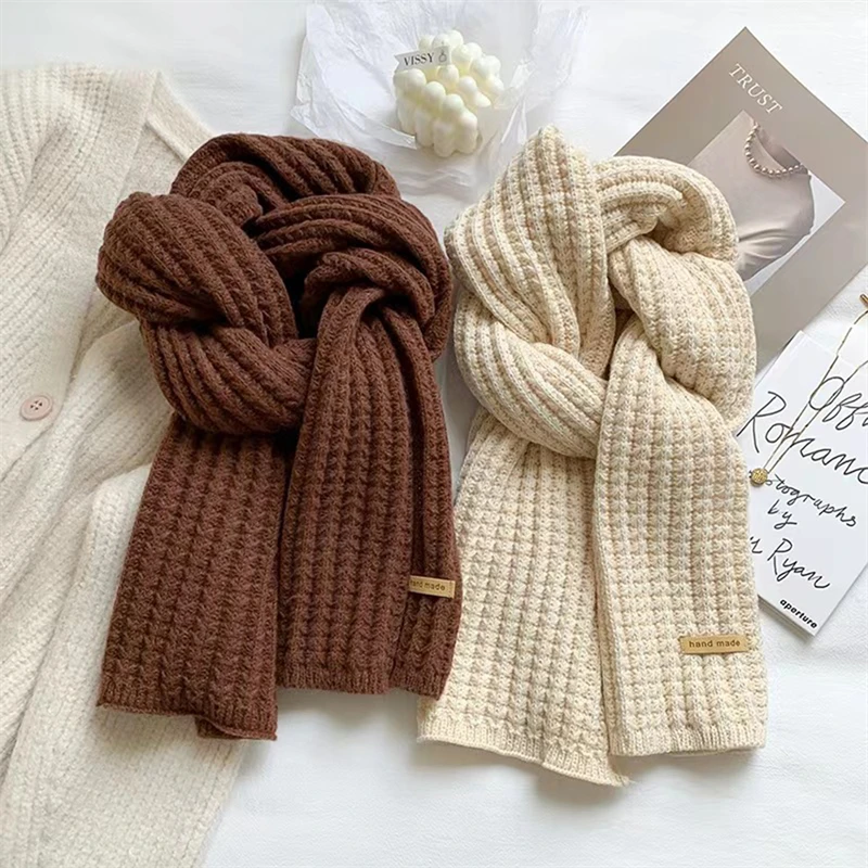 Winterschal für Damen und Herren, dicker Zopfmuster, klobiger langer warmer Schal für Reisen, Büro, warme Kaschmirschals, Halstuch – Detail 16